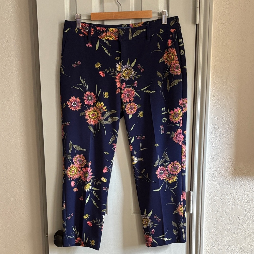 Floral Print Navy Pants